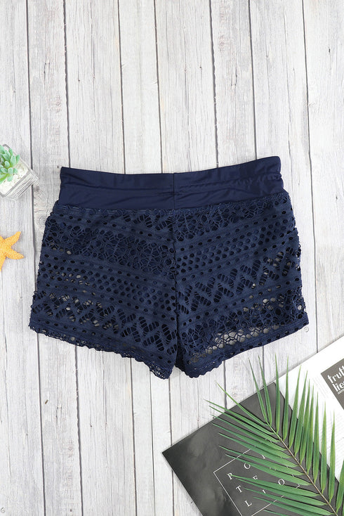 Lace Shorts Attached Swim Bottom