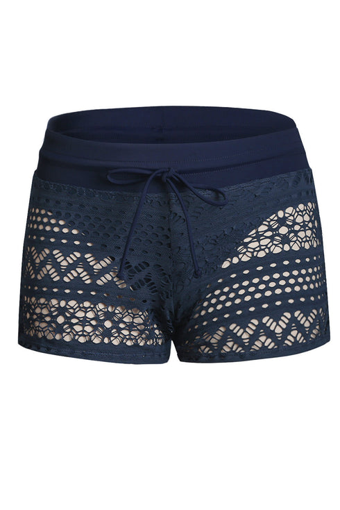 Lace Shorts Attached Swim Bottom