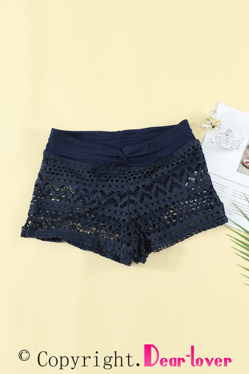 Lace Shorts Attached Swim Bottom