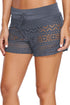 Lace Shorts Attached Swim Bottom