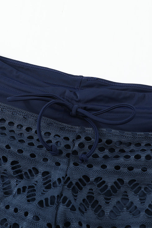 Lace Shorts Attached Swim Bottom