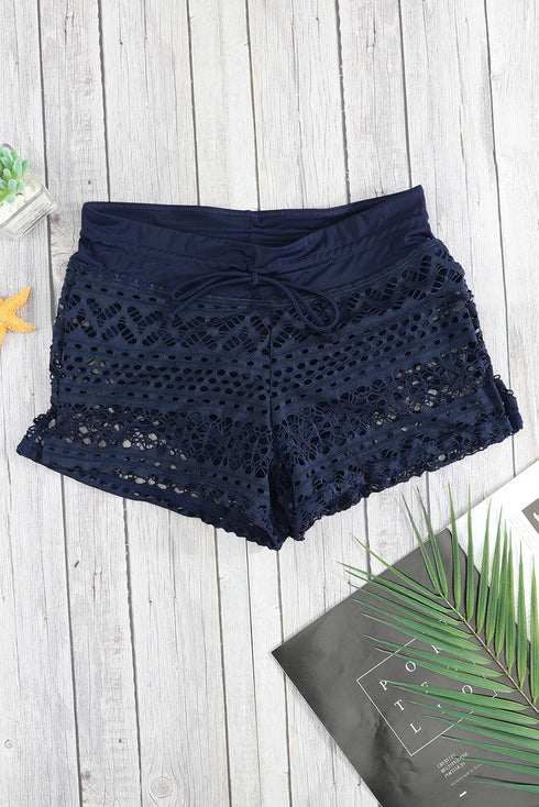 Lace Shorts Attached Swim Bottom