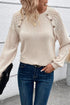 Lace Shoulder Button Accent Ribbed Long Sleeve Top