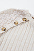 Lace Shoulder Button Accent Ribbed Long Sleeve Top