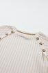 Lace Shoulder Button Accent Ribbed Long Sleeve Top