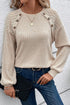 Lace Shoulder Button Accent Ribbed Long Sleeve Top