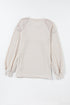 Lace Shoulder Button Accent Ribbed Long Sleeve Top
