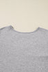 Lace Shoulder Ribbed Knit Long Sleeve V Neck Top