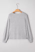 Lace Shoulder Ribbed Knit Long Sleeve V Neck Top