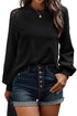 Lace Shoulder Waffle Knit Raglan Long Sleeve Top