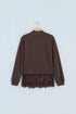 Lace Spliced Hem High Neck Pullover Sweatshirt