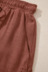 Lace Splicing Drawstring Elastic Waist Loose Linen Casual Shorts