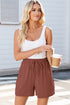 Lace Splicing Drawstring Elastic Waist Loose Linen Casual Shorts