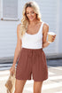Lace Splicing Drawstring Elastic Waist Loose Linen Casual Shorts