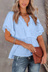 Lace Splicing V Neck Short Sleeve Blouse