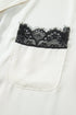 Lace Trim Button Front Long Sleeve Pajama Set