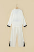 Lace Trim Button Front Long Sleeve Pajama Set