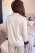 Lace Trim Button Front Long Sleeve Pajama Set