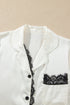 Lace Trim Button Front Long Sleeve Pajama Set