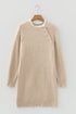 Lace Trim Button Shoulder Brushed Knit Sweater Dress