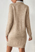 Lace Trim Button Shoulder Brushed Knit Sweater Dress