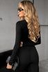 Lace Trim Elegant Neckline Slim Long Sleeve Feminine Top