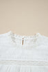Lace Trim Eyelet Flutter Sleeve Cotton Blouse