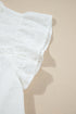 Lace Trim Eyelet Flutter Sleeve Cotton Blouse