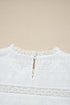 Lace Trim Eyelet Flutter Sleeve Cotton Blouse