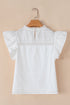 Lace Trim Eyelet Flutter Sleeve Cotton Blouse