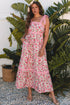 Lace Trim Floral Print Tiered Maxi Dress