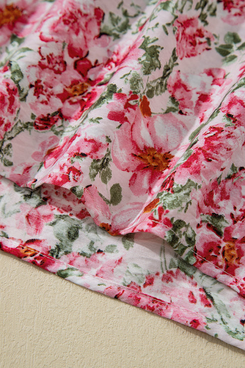 Lace Trim Floral Print Tiered Maxi Dress