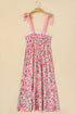Lace Trim Floral Print Tiered Maxi Dress