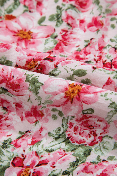 Lace Trim Floral Print Tiered Maxi Dress