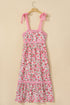 Lace Trim Floral Print Tiered Maxi Dress