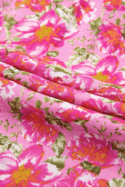 Lace Trim Floral Print Tiered Maxi Dress