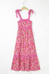 Lace Trim Floral Print Tiered Maxi Dress