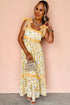 Lace Trim Floral Print Tiered Maxi Dress