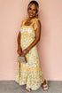Lace Trim Floral Print Tiered Maxi Dress