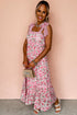 Lace Trim Floral Print Tiered Maxi Dress