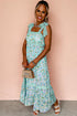 Lace Trim Floral Print Tiered Maxi Dress