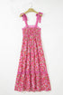 Lace Trim Floral Print Tiered Maxi Dress