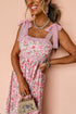 Lace Trim Floral Print Tiered Maxi Dress