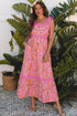 Lace Trim Floral Print Tiered Maxi Dress