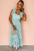 Lace Trim Floral Print Tiered Maxi Dress