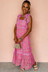 Lace Trim Floral Print Tiered Maxi Dress