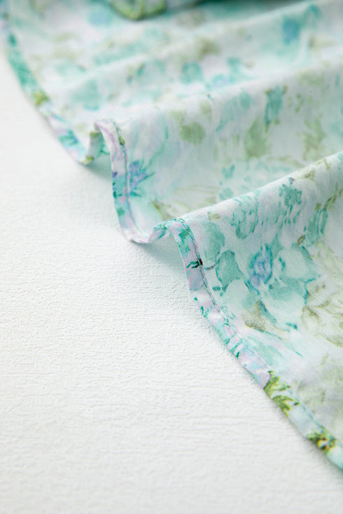 Lace Trim Floral Print Tiered Maxi Dress