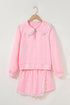 Lace Trim Peter Pan Sweatshirt Skirt Two Piece Dress
