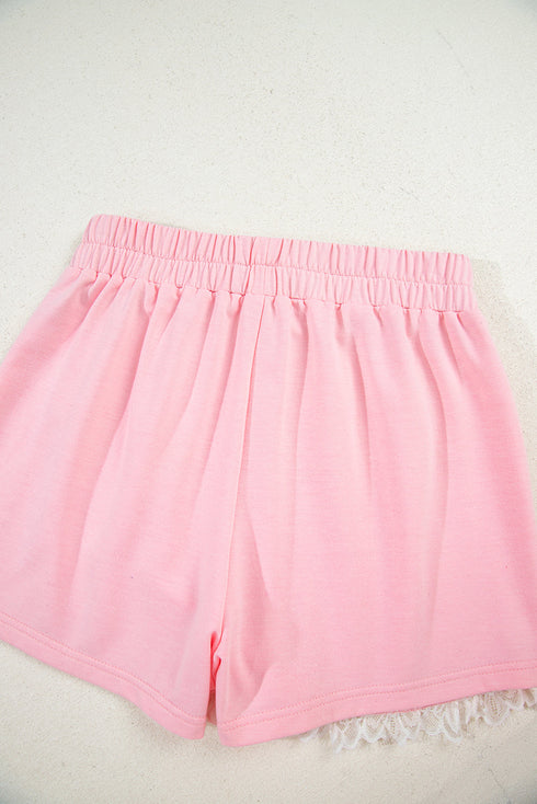 Lace Trim Peter Pan Sweatshirt Skirt Two Piece Dress
