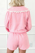 Lace Trim Peter Pan Sweatshirt Skirt Two Piece Dress